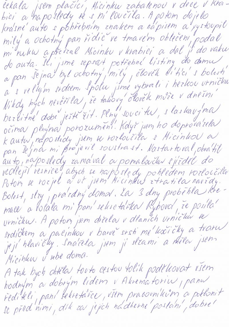 Paní Beo, děkujeme za krásná slova